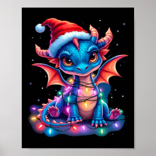 Süßer Weihnachtsdrache Poster