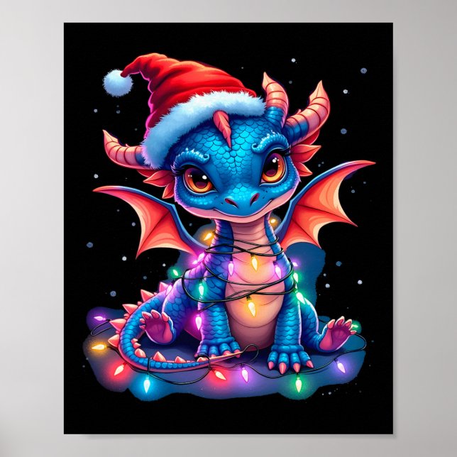 Süßer Weihnachtsdrache  Poster (Vorne)