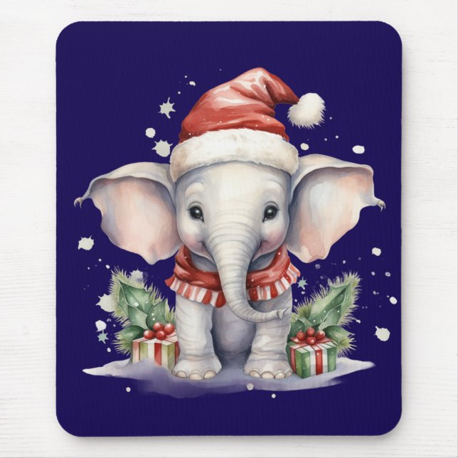 Süßer Weihnachtselefant Mousepad (Vorne)