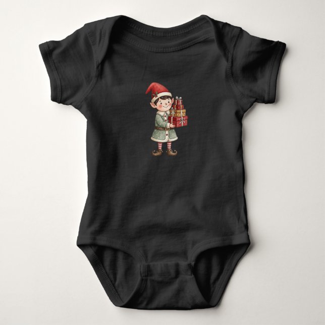 Süßer Weihnachtself  Baby Strampler (Vorderseite)