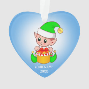 Süßer Weihnachtself, benutzerdefinierter Name auf  Ornament