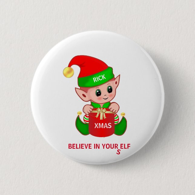Süßer Weihnachtself Button (Vorderseite)