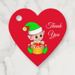 Süßer Weihnachtself Danke auf Rot Geschenkanhänger