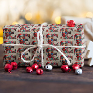 Süßer Weihnachtself Festlicher Buchstabe E Geschenkpapier