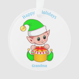 Süßer Weihnachtself & Frohe Feiertage Oma Ornament