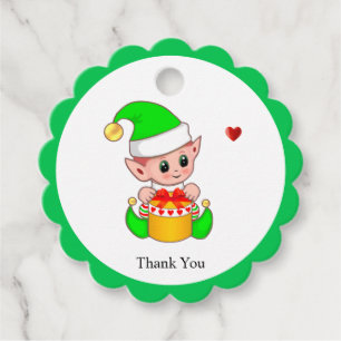 Süßer Weihnachtself mit Herz Danke Geschenkanhänger