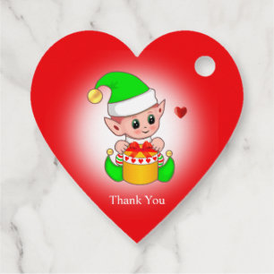 Süßer Weihnachtself mit Herz Danke Geschenkanhänger