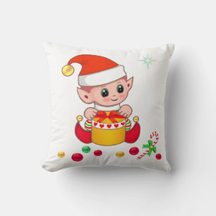 Süßer Weihnachtself, Zuckerstange und Weihnachtsbä Kissen
