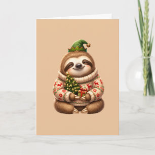 Süßer Weihnachtsfaultier-Feiertags-Schmuck Karte