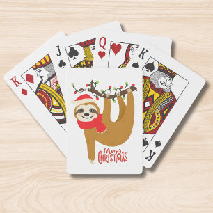 Süßer Weihnachtsfaultier Frohe Weihnachten Spielkarten