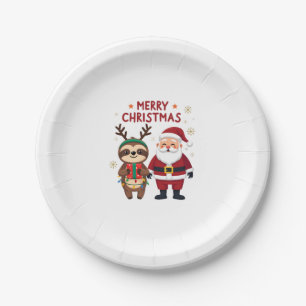 Süßer Weihnachtsfaultier Weihnachtsmann auf Faulti Pappteller