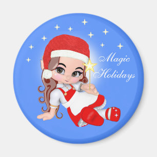 Süßer Weihnachtsfee-Engel & Sterne Magnet