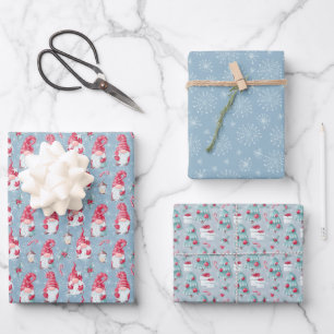 Süßer Weihnachtsfeiertags-Gnom Geschenkpapier Set