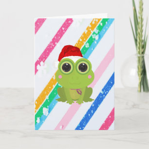Süßer Weihnachtsfrosch-Feiertagskarte auf pastellf Feiertagskarte