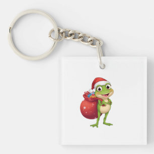Süßer Weihnachtsfrosch mit Geschenktasche - Santa  Schlüsselanhänger