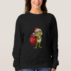 Süßer Weihnachtsfrosch mit Geschenktasche - Santa- Sweatshirt