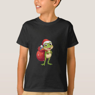 Süßer Weihnachtsfrosch mit Geschenktasche - Santa- T-Shirt