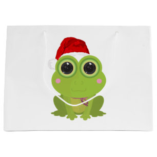 Süßer Weihnachtsfrosch mit Santa-Hut Festive Feier Große Geschenktüte