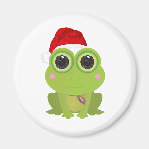 Süßer Weihnachtsfrosch mit Santa-Hut Festive Feier Magnet