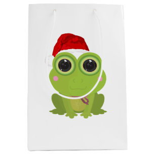 Süßer Weihnachtsfrosch mit Santa-Hut Festive Feier Mittlere Geschenktüte
