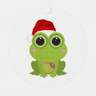 Süßer Weihnachtsfrosch mit Santa-Hut Festive Feier Ornament Aus Metall
