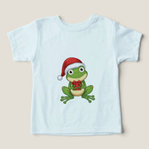 Süßer Weihnachtsfrosch mit Santa-Hut und Geschenk