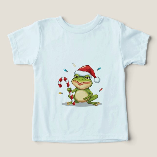 Süßer Weihnachtsfrosch mit Zuckerstange - Lustiger (Design Vorderseite)