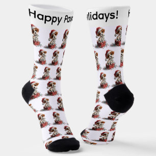Süßer Weihnachtshund auf Geschenkbox Socken