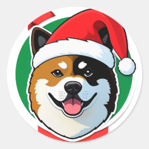 Süßer Weihnachtshund im festlichen Weihnachtskreis Runder Aufkleber