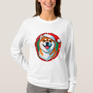Süßer Weihnachtshund im festlichen Weihnachtskreis T-Shirt