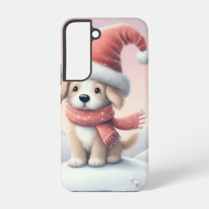 Süßer Weihnachtshund in Santa-Mütze Samsung Galaxy Hülle