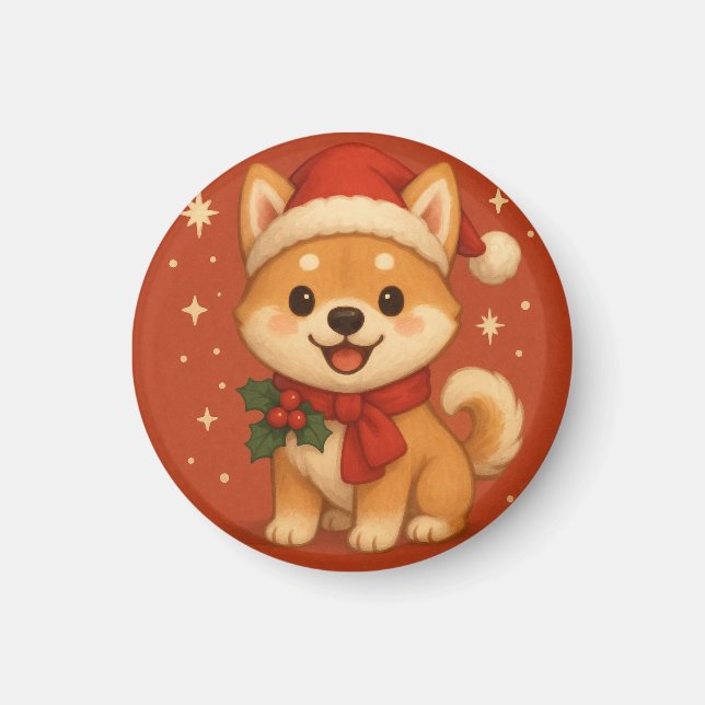 Süßer Weihnachtshund Magnet (Vorne)