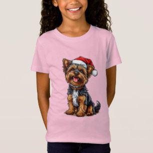 Süßer Weihnachtshund mit Santa-Hut T-Shirt