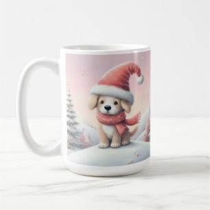 Süßer Weihnachtshund mit Weihnachtsmannmütze Kaffeetasse