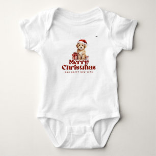 SÜßER WEIHNACHTSHUND R&W FARBE EIN BABY STRAMPLER