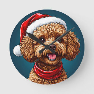 Süßer Weihnachtshund Runde Wanduhr