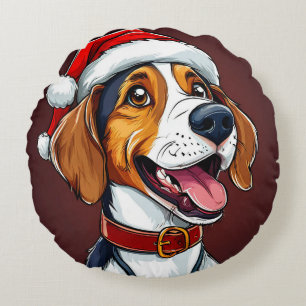 Süßer Weihnachtshund Rundes Kissen