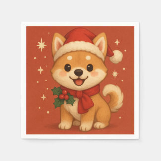 Süßer Weihnachtshund Serviette