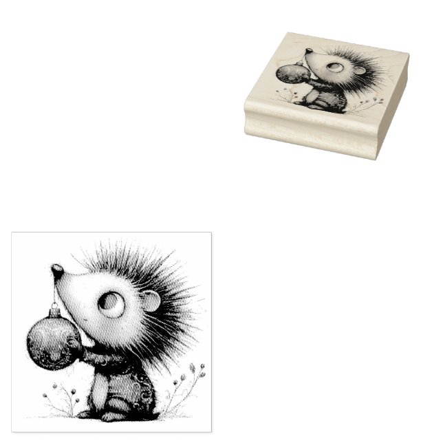 Süßer Weihnachtsigel Gummistempel (Stempel)