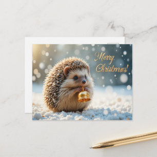 Süßer Weihnachtsigel im Schnee Winterwald Postkarte