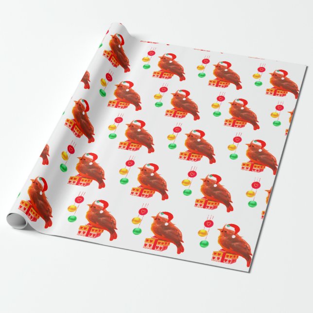 Süßer Weihnachtskleiner Vogel Geschenkpapier (Ungerollt)