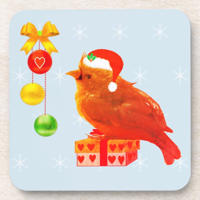 Süßer Weihnachtskleiner Vogel Getränkeuntersetzer (Vorderseite)