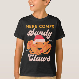 Süßer Weihnachtskrebs Pun Santa Hut, Hier kommt Sa T-Shirt