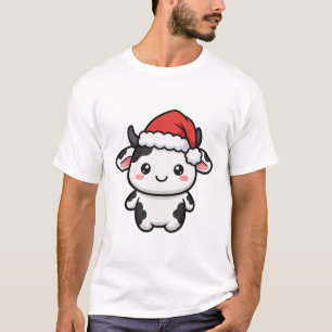 Süßer Weihnachtskuh-Santa T-Shirt