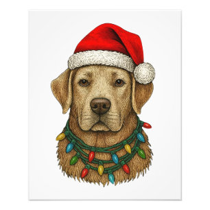 Süßer Weihnachtslabrador mit Santa-Hut und Feierta Fotodruck