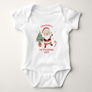 Süßer Weihnachtsmann Baum Süßigkeiten Erste 1. Wei Baby Strampler