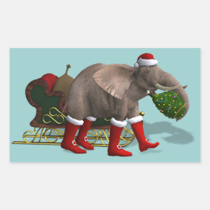 Süßer Weihnachtsmann-Elefant Rechteckiger Aufkleber
