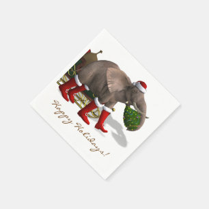 Süßer Weihnachtsmann-Elefant Serviette