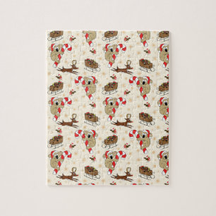 Süßer Weihnachtsmann Faultier Frohe Feiertage Puzzle