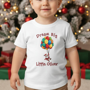 Süßer Weihnachtsmann fliegt mit Ballons Weihnachte Baby T-shirt